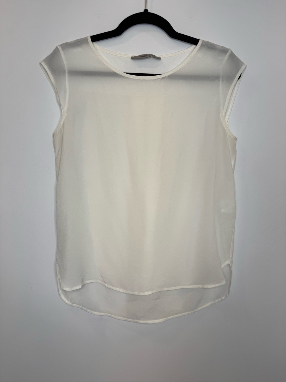 MARELLA Cream Cap-Sleeve Sheer Camisole quiet luxury minimalist